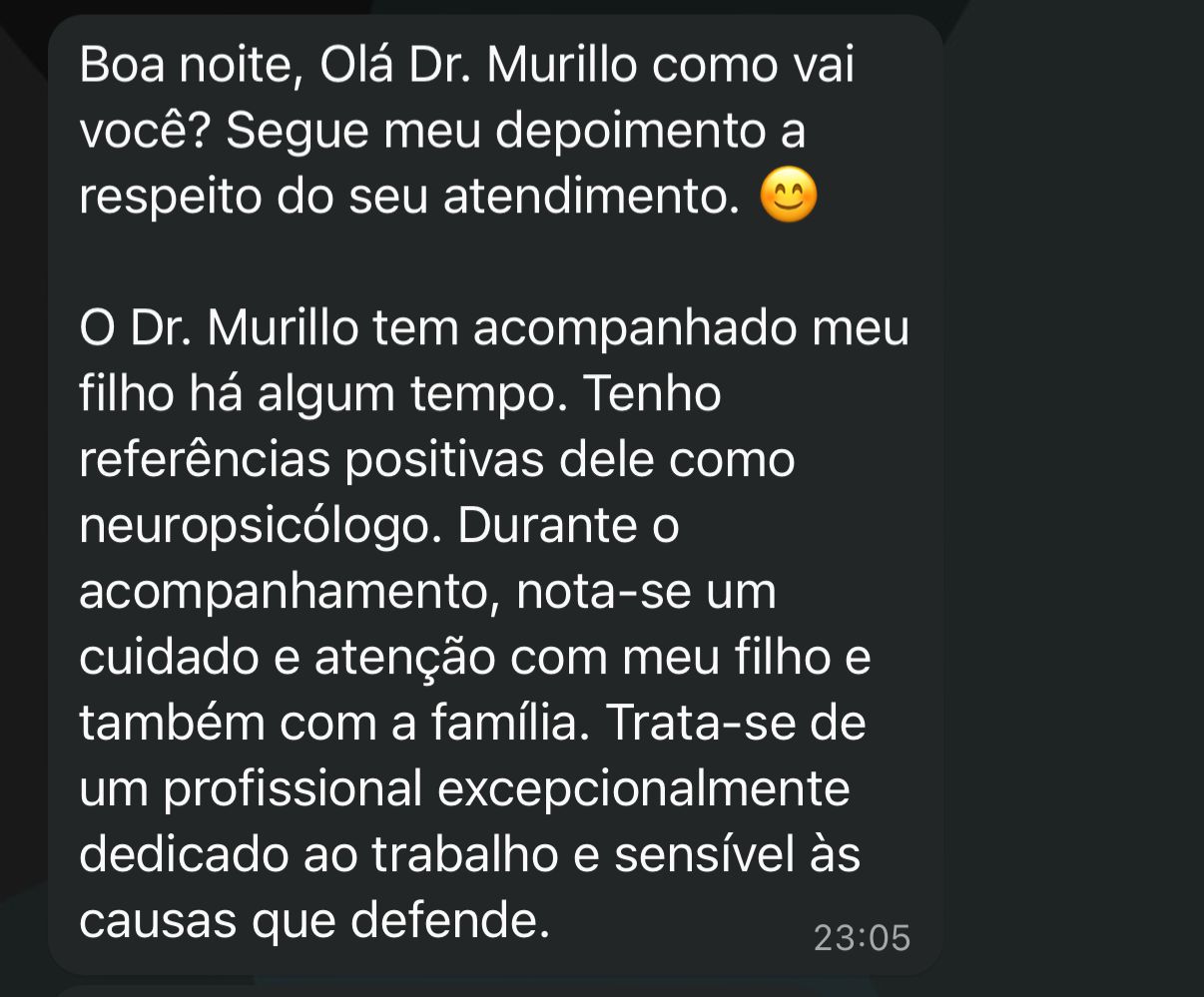 Depoimento sobre neuropsicologia infantil